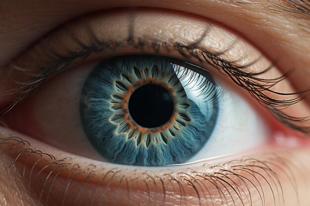 Explore la intrincada belleza del ojo humano en esta cautivadora imagen macro de profundidad y resplandor