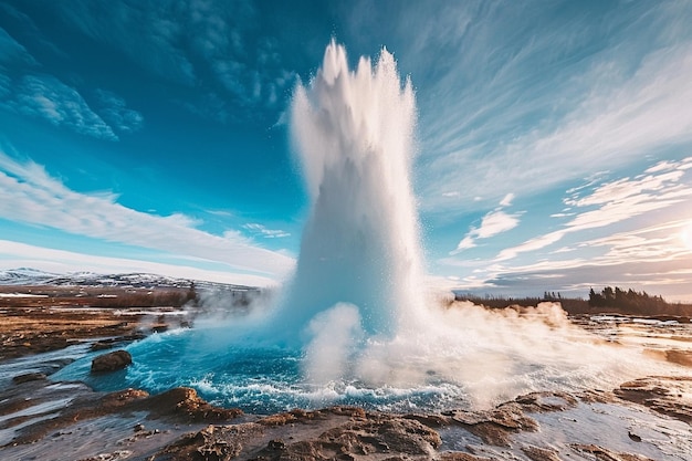 Foto explore las maravillas geotérmicas del haukadalur v generativo ai