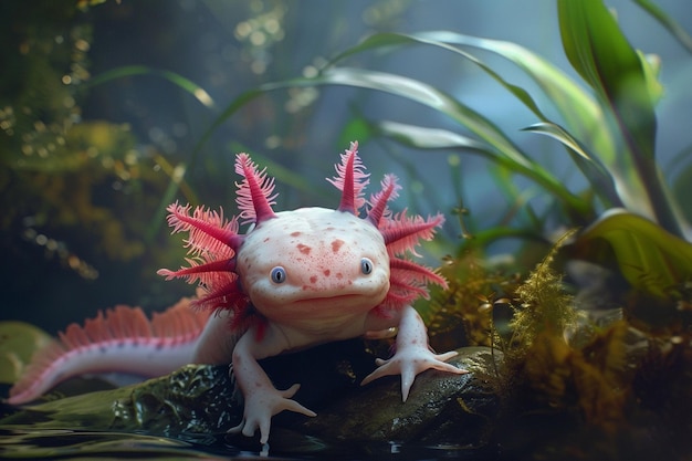 Foto explore o mundo fascinante do axolotl e w generative ai