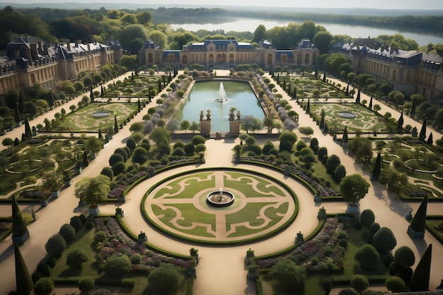 Explore o opulento palácio francês de Versalhes e seus vibrantes jardins, fontes e coloridos