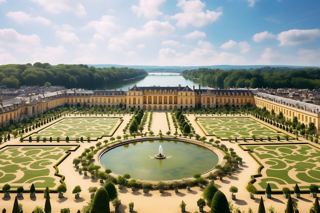 Explore el opulento palacio francés de Versalles y sus vibrantes jardines Fuentes y coloridos