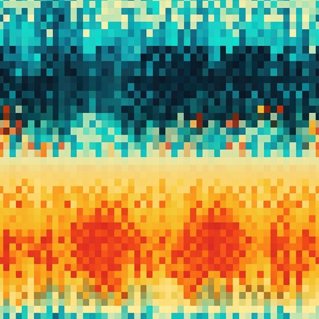 Foto explosão caleidoscópica de pixels, uma exibição vibrante de padrões de pixels coloridos