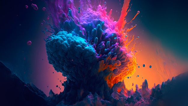 Explosão colorida abstrata na arte gerada pela rede neural de fundo preto
