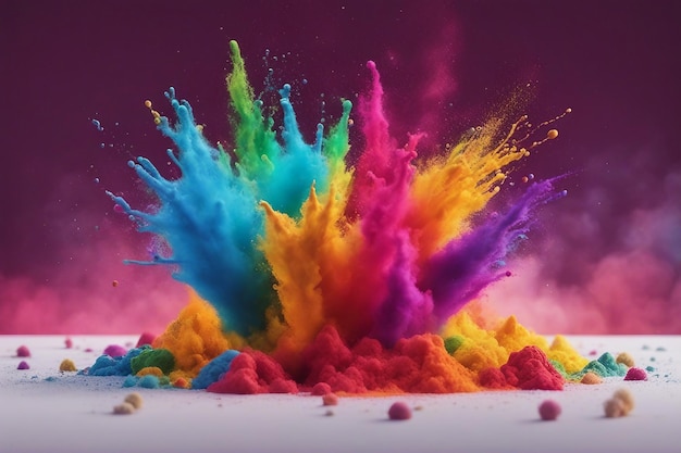 Explosão colorida do pó da cor do respingo da pintura do holi do arco-íris