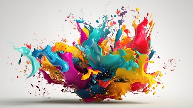 Explosão colorida do pó da cor do respingo da pintura holi do arco-íris Generative Ai