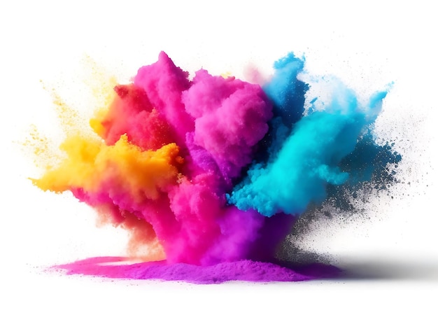 Explosão colorida misturada de rainbow_powder isolada Ai gerada