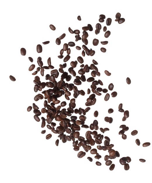 Explosão da mosca do café As sementes de café flutuam Explosão da mosca da nuvem abstrata Explosão dos grãos de café