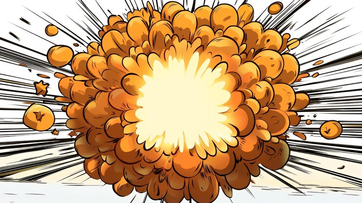 Foto explosão de desenho animado com linhas radiais