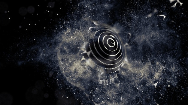 Explosão de esfera de tecnologia Globo de energia com ruído turbulento Ilustração espacial