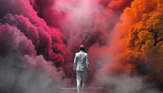 Explosão de fumaça colorida