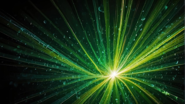 Explosão de laser verde na ilusão do espaço escuro