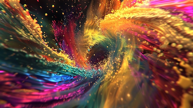 Explosão de pintura colorida abstrata Cores vibrantes e formas dinâmicas