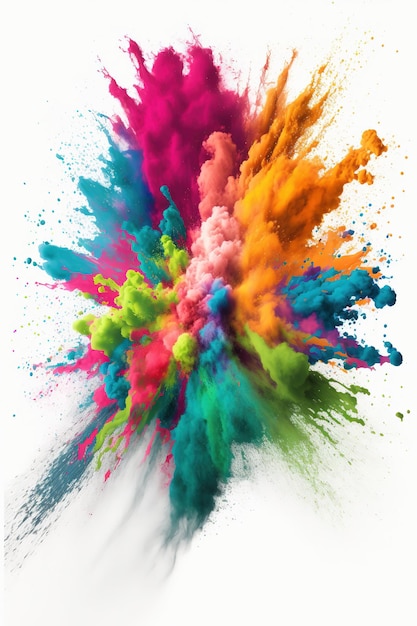 Explosão de pó colorido Explosão colorida Paint holi Generative AI