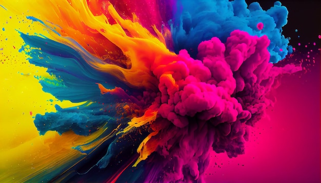 Foto explosão de tinta colorida em ia generativa futurista de cenário ia generativa