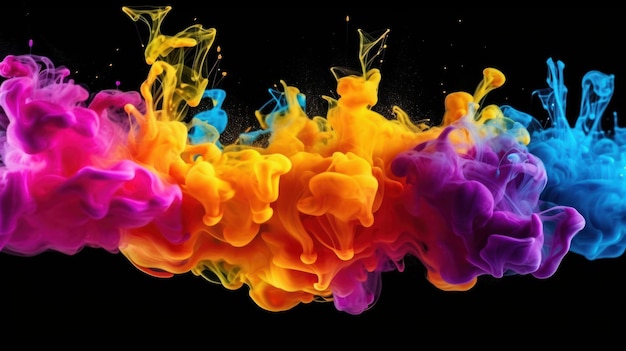 Explosão de tinta líquida criando formas abstratas hipnotizantes geradas por IA