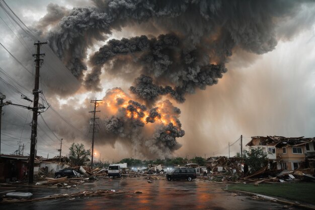 Explosão devasta paisagem urbana Sinais de alerta alertam sobre poluição do ar na arquitetura