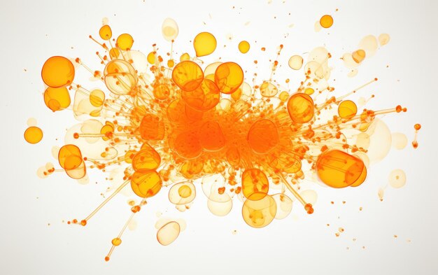 Foto explosão dinâmica laranja em fundo branco