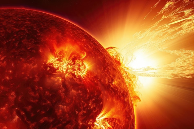 Explosão solar com vista para o sol