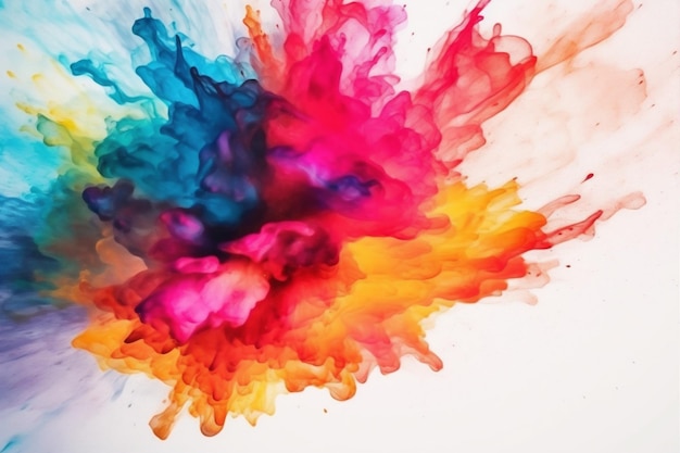 Explosão tinta aquarela respingos cor colorida tinta abstrata respingo textura Generative AI