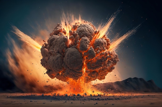 Foto explosão tnt no deserto generative ai