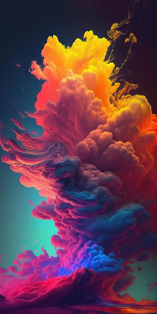 Explosión abstracta de arte digital de color.