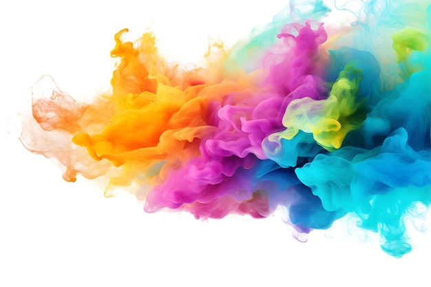 Explosión abstracta de polvo de colores salpicaduras de pintura de colores elemento para el diseño aislado en fondo blanco y transparente ai generar