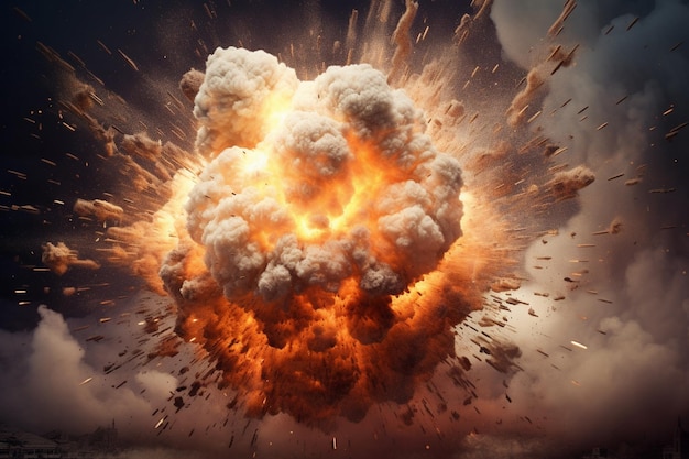 Explosión Arafed de una gran explosión de humo y fuego generativo ai