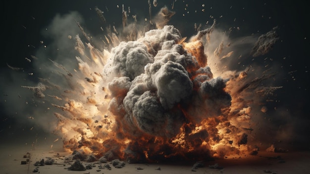 Foto una explosión ardiente con humo saliendo de ella.