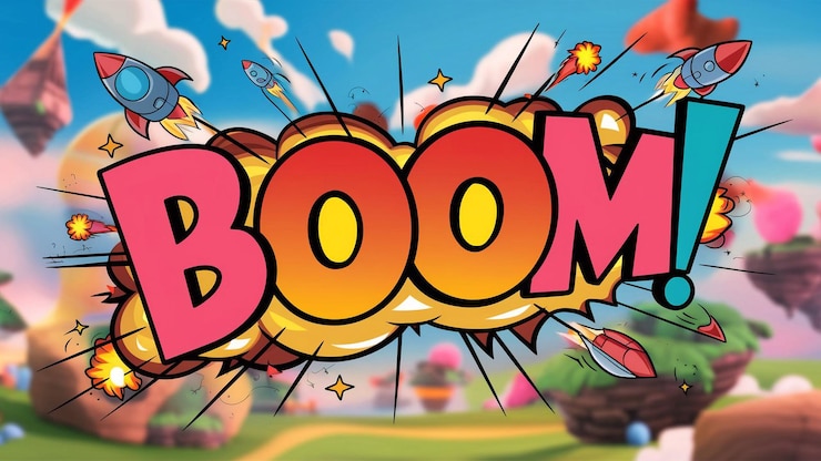 Foto explosión de boom en el estilo del arte pop cómico