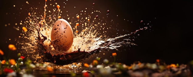 La explosión de una cáscara de huevo marrón