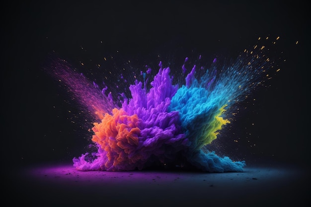Explosión de color abstracto sobre un fondo negro Ai generado
