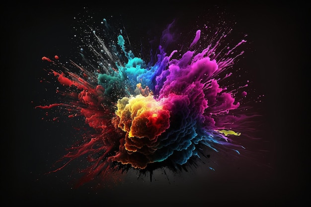Una explosión de colores en un fondo negro