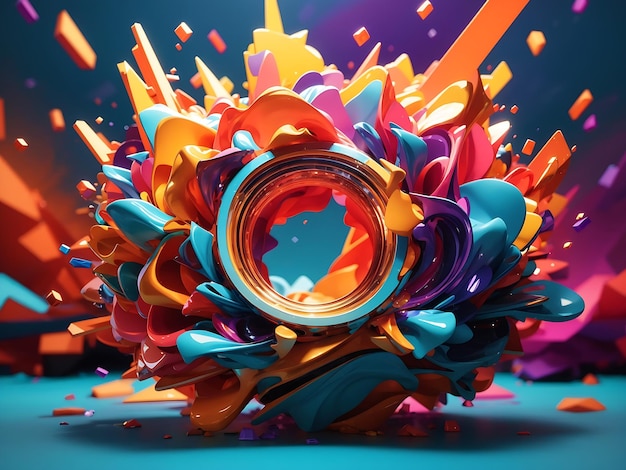 una explosión de colores y formas en un fondo abstracto utilizando gradientes vívidos