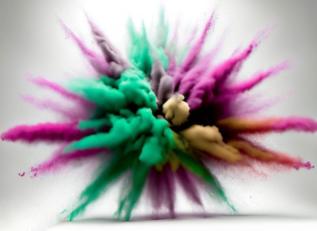 Una explosión de colores se muestra en un fondo blanco.