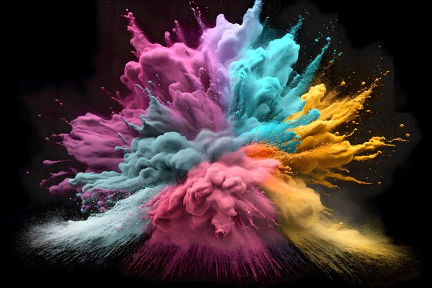 Una explosión de colores sobre un fondo blanco nítido