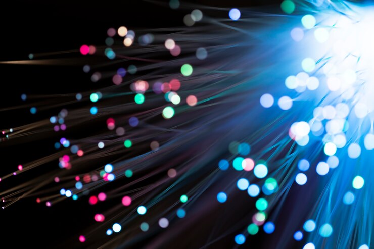 Foto explosión colorida de luz de fibra de vidrio