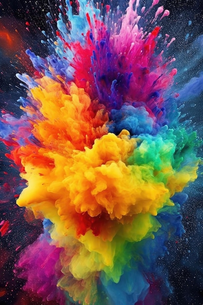 Una explosión de colorido polvo de pintura Holi creó esta imagen IA generativa