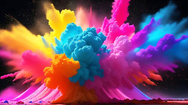 Explosión de colorido polvo seco salpicado de fondo Ai Imagen