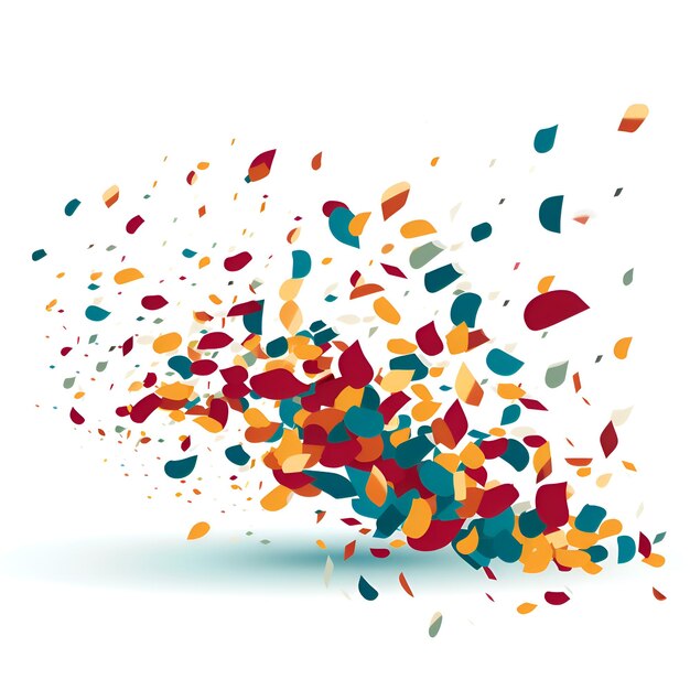 Foto explosión de confeti de colores sobre una ilustración de fondo blanco