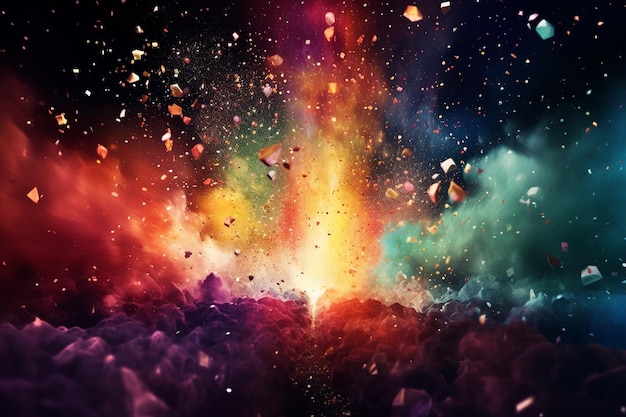 Explosión de confeti colorido contra un fondo texturizado