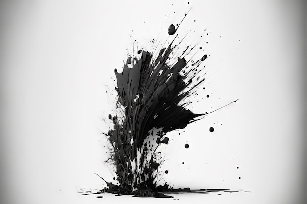 Explosion der schwarzen Farbe auf leerem weißem Hintergrund