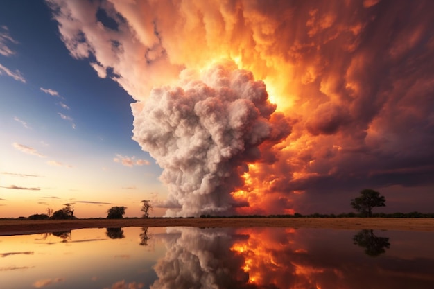 Foto explosion der wolken am sonnenuntergang