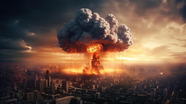 Explosion einer Atombombe in der Stadt