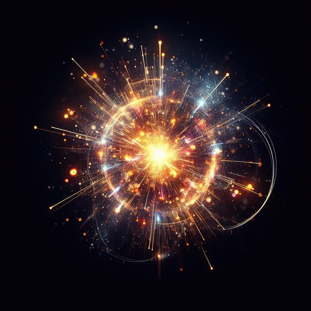 explosión de estrellas de luces de fuegos artificiales en un fondo negro