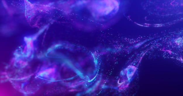 Explosión de fluido abstracto ondas púrpuras iridiscentes energía brillante mágica con efecto de desenfoque en líquido