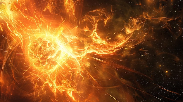 Explosión de fuego abstracta en el espacio