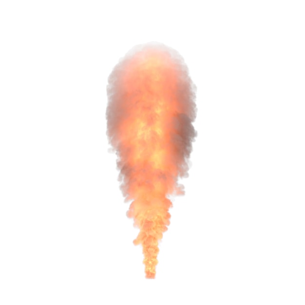 Explosión de fuego extremadamente caliente con chispas y humo Gran explosión en tierra fuego y humo