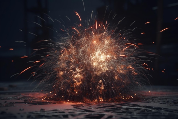 Una explosión de fuegos artificiales con un fondo negro