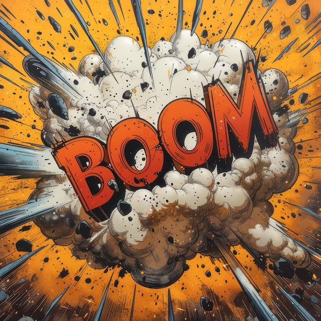 Explosion im Comic-Stil mit BOOM-Text