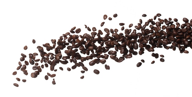 Explosión de la mosca del grano de café Las semillas de café flotan explotan La mosca de la nube abstracta Los granos de café salpican